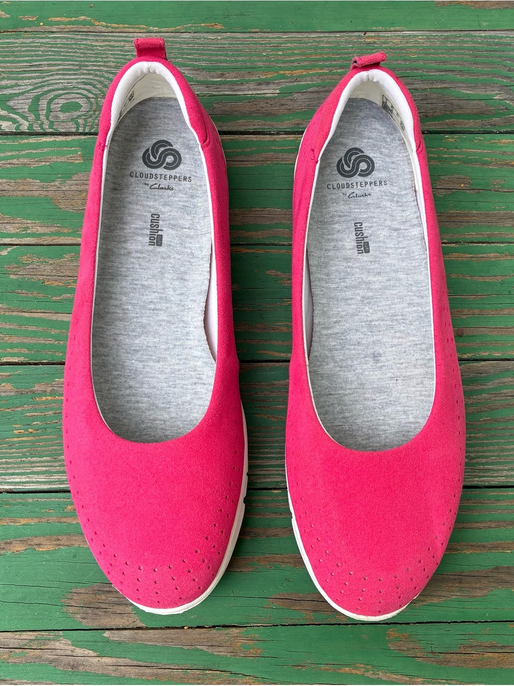 Clarks Cloudsteppers Pink Slip On Loafers Flats Shoes Women 9.5 Allena Sea
